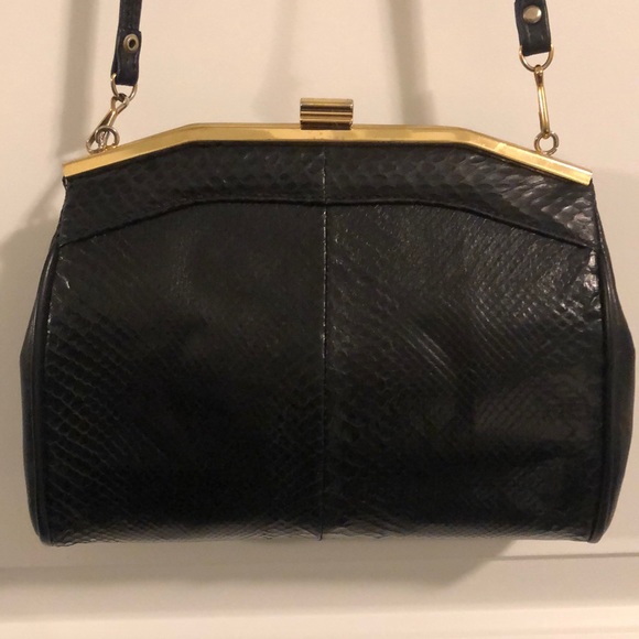 Vintage Black Reptile Skin clutch/purse - Picture 1 of 6